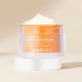 Vitamin C brightening cream jar with 'SKINEVER' branding on a white background